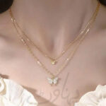 1 Pc Alloy Gold Plated Double Layered Butterfly Design Pendant
