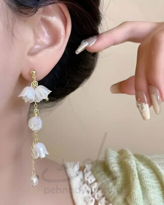 Flower Design Gold Plated Pearl Earrings