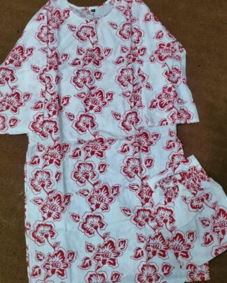 2 Pcs Women's Red Rangoon Printed Dress