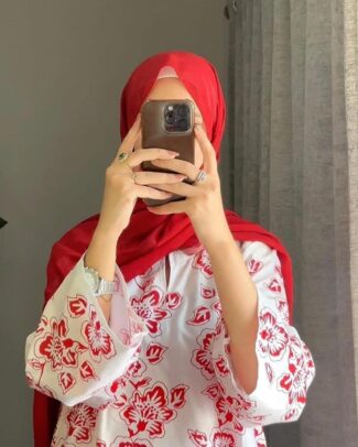 2 Pcs Women's Red Rangoon Printed Dress