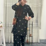 2 Pcs Stitched Linen Embroidered Suit