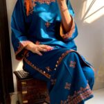 2 Pcs Women's Blue Balochi Embroidered Design Suit