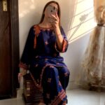2 Pcs Women's Navy-Blue Balochi Embroidered Design Suit
