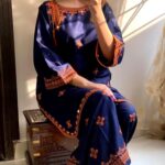 2 Pcs Women's Navy-Blue Balochi Embroidered Design Suit