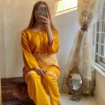 2 Pcs Women's Yellow Round Neck Stitched Embroidered Arabic Lawn Suit