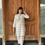 2 PCs Women's White Stitched Printed Arabic Lawn Suit Shirt And Trouser