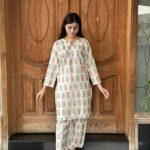 2 PCs Women's White Stitched Printed Arabic Lawn Suit Shirt And Trouser