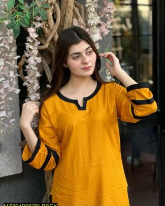 2 Pcs Women's Stitched Arabic Lawn Printed Suit