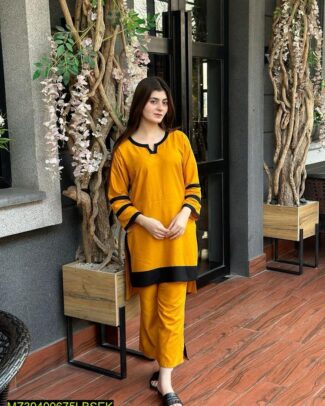 2 Pcs Women's Stitched Arabic Lawn Printed Suit