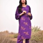 2 Pcs Women's Sparrow Stitched Linen Block Printed Shirt & Trouser