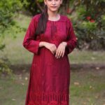 2 Pcs Women's Cotton Fabric Embroidered Stitched Suit