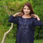 2 Pcs Women's Round Neck Cotton Fabric Embroidered Stitched Suit