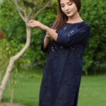 2 Pcs Women's Round Neck Cotton Fabric Embroidered Stitched Suit