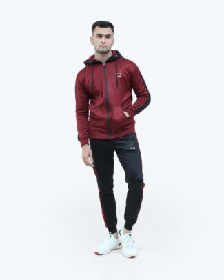 Pack Of 2 Men's Maroon Plain Hooded Neck Tracksuit