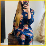 2 Pcs Women's Blue Linen Printed Shirt and Trouser