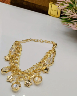 1 Pc Funky Gold Plated Crystal Charm Bracelet