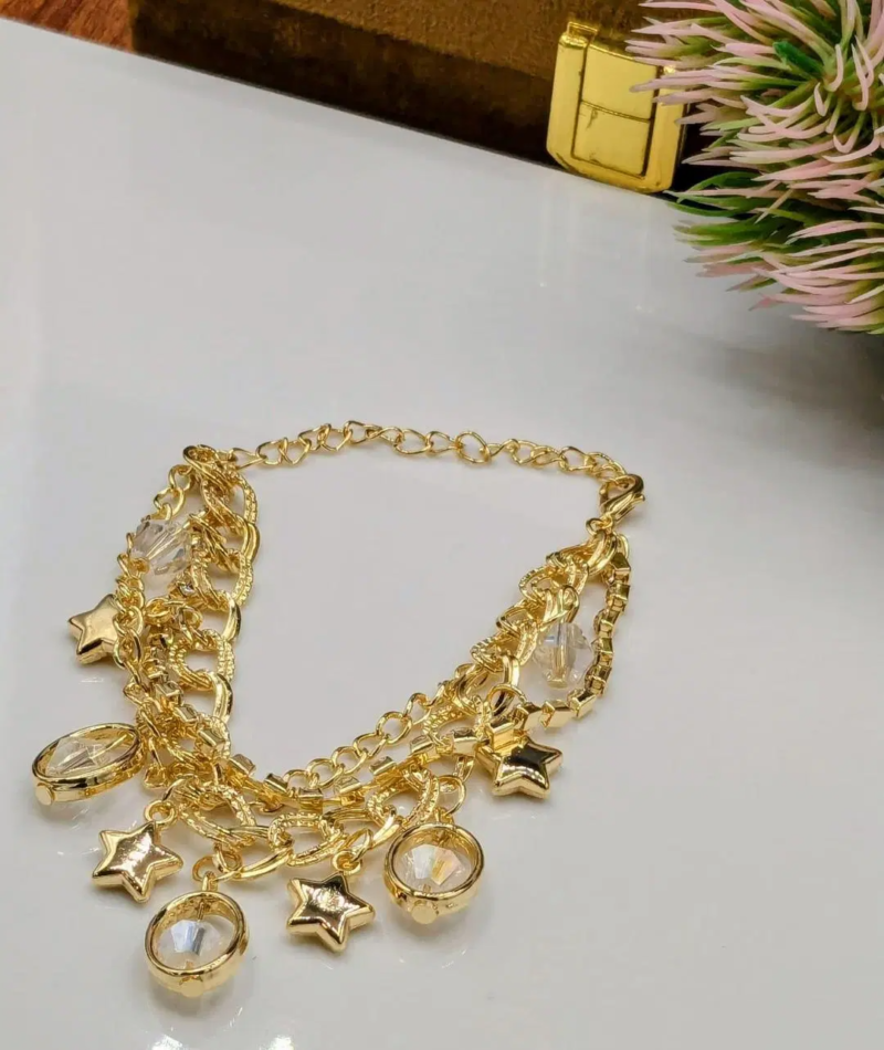 1 Pc Funky Gold Plated Crystal Charm Bracelet